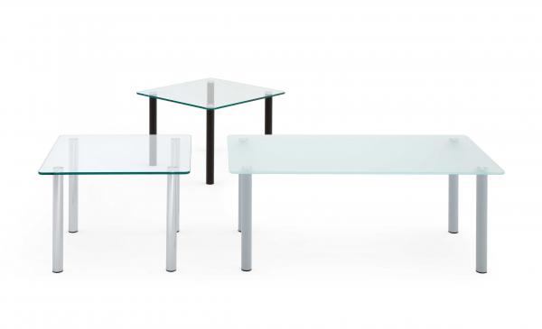 GLASS TABLES WITH ROUND LEGS