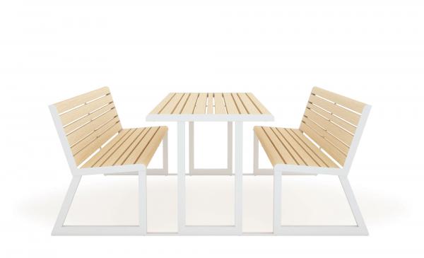 .H24 TABLE + INTEGRATED BENCHES